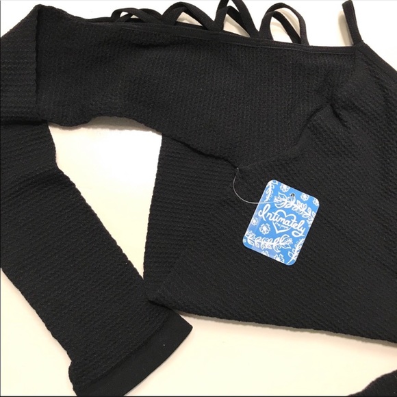 Free People Lace Up Sides Layering Top Black - Picture 5 of 6